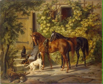  caballos Arte - Adam Albrecht Caballos en el porche